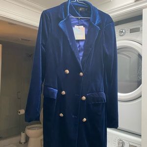 Double breasted dress, brand new, Misguided, navy blue velvet, size us 4